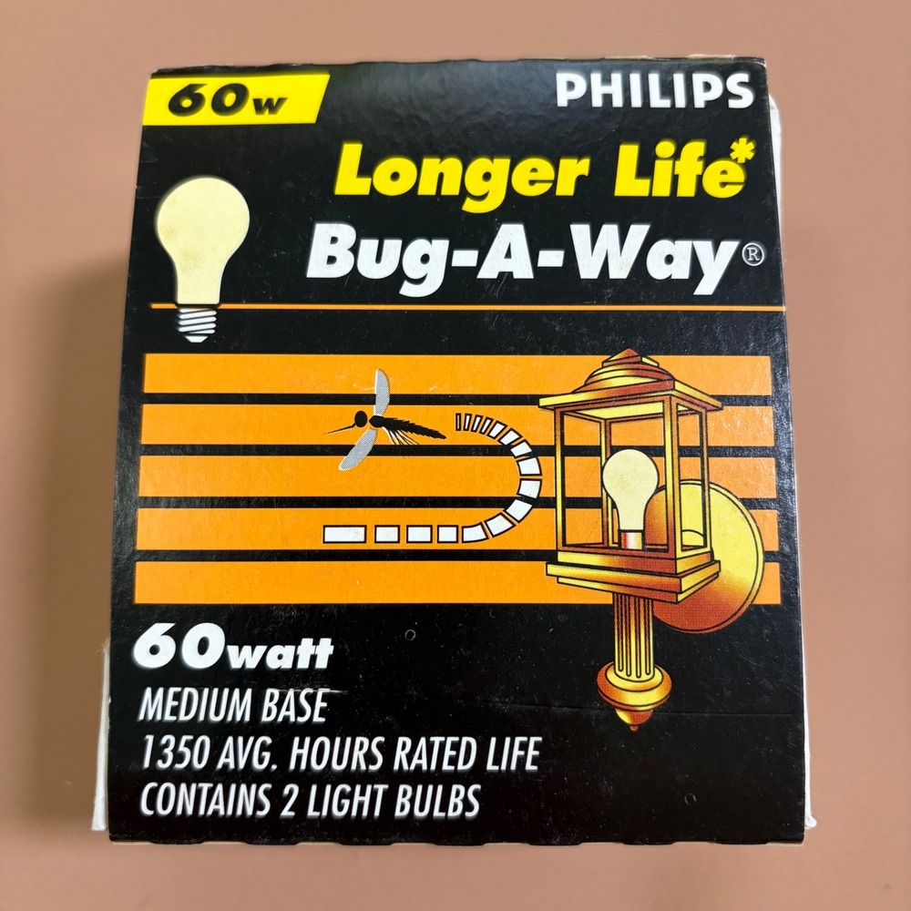 Philips 60W Longer Life Bug-A-Way Yellow Light Bulb Medium Base 60A/YL 1-Pack